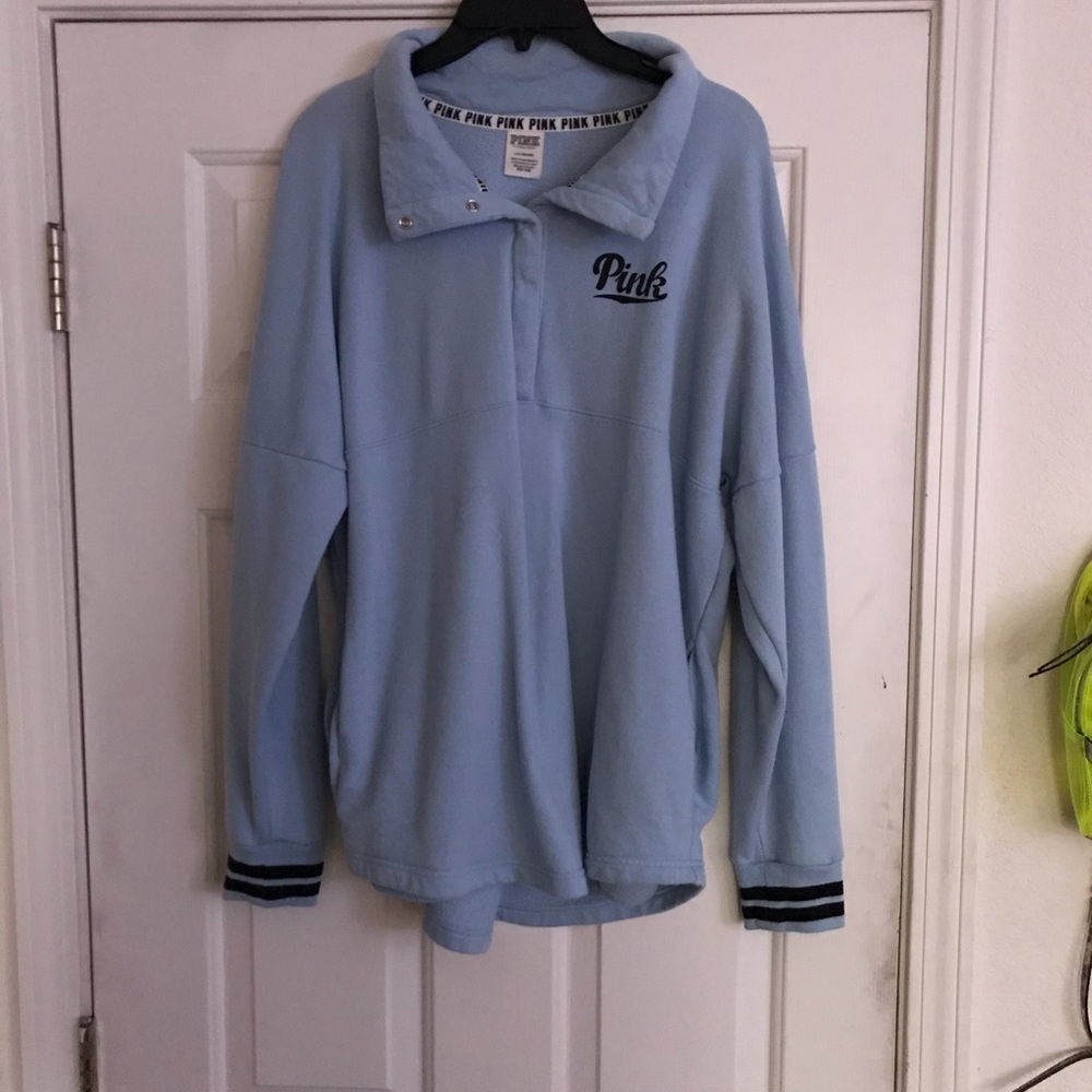 PINK blue Pull Over Quarter Zip Sweatshirt